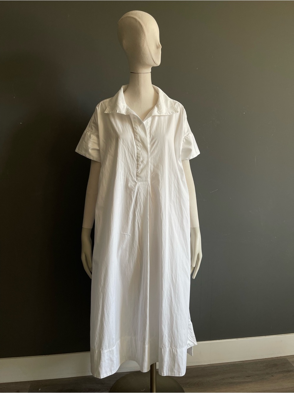 Banana Republic White Cotton Poplin Oversized Resort Trapeze Maxi Shirtdress M/L - Picture 3 of 11